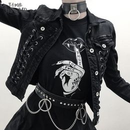 Women Casual Rock Streetwear Gothic Grunge Black T Shirt Aesthetic Witchcraft Cap Sleeve Women Fashion Goth Graphic Vampire Shirt Tops