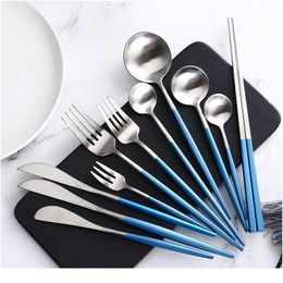 Upscale Stainless Steel Restaurant Cutlery Set Steak Knife Fork Coffee Spoon Teaspoon Butter Knives Chopstick Food Table jllSUB