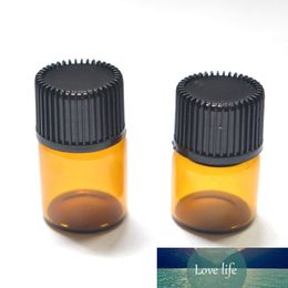 Fast Shipping 10pcs 1ml Amber Glass Vials Small Essential Mini Essential Oil Bottle with Orifice Reducer and Cap