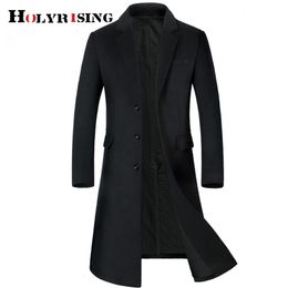 HOLYRISING Men Long wool coat Thicken Men's trench coat Men's cashmere coat High-quality Woolen Overcoat Long Parka 19036-5 201223