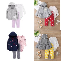 baby girl clothes winter long sleeve hooded coat+dot romper+pants 2020 newborn baby boy clothing unisex new born outfits zipper LJ201023