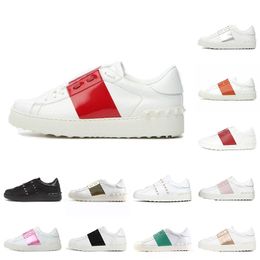 luxury brand mens women designer shoes rivet design womens white red sports sneakers stirped black white outdoor warking trainers