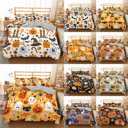 Bedding Set Halloween Cartoon Style Duvet Cover Set Pillowcase Single Double Full Queen King Bed Linen Set 2/3 Piece 10 Colours 201021