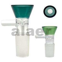 New glass bong slides with handle bowl funnel Male hourglass colorful 14mm Smoking accessories Water Pipe bongs 18mm bowls heady slide