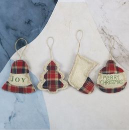 Christmas Ornaments Small Xmas Tree Hanging Stockings Xams Linen Pendant Gift Christmas Stocking Supply Party Decoration LSK1767