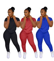 Womens sportswear short sleeve outfits 2 piece set designer tracksuit jogging sport suit sweatshirt womens tops legging womens clothing 0245