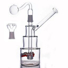 8inch cake shape Glass beaker Bong Recycler Oil Rig 14mm ash catcher bong inline matrix perc with 14mm glass oil burner pipe and bowl