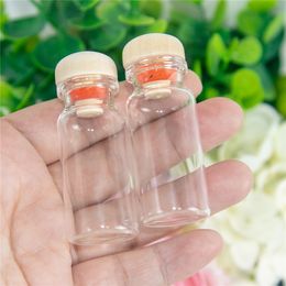 10ml Glass Bottles Cork Wood Stopper Wedding Artware Small Jars Vials Diy Decoration Craft 100pcs