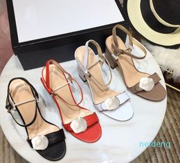 Classic High heeled sandals Coarse heel leather Suede woman shoes Metal buckle for parties Occupation Sexy sandals size34-42 t852