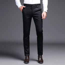 Men's Pants 2021 Men Dress Khaki Suit Fashion Brand Black Business Trousers Straight Work For Male Solid Colour Skinny Pant