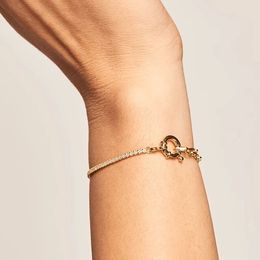 100% 925 Sterling Silver 2021 New Women Chain Bracelet 2mm Tennis Paper Clip Chain 19CM Adjustable Jewelry