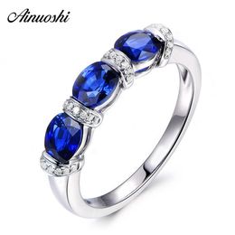 AINUOSHI 0.5 Carat Oval Cut Blue Sona Rings 925 Sterling Silver Women Wedding Engagement Rings Anniversary Lover Jewelry Gifts Y200106