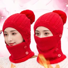 Beanie/Skull Caps Women's Knitted Hat Scarf Neck Warmer Winter Hats For Men Women Solid Colour Beanies Warm Fleece Caps1