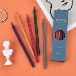 5pcs/set Retro Color Gel Pen 10 Different Colors 0.5mm School Stationery Suppliers Office Accessories Store Drop