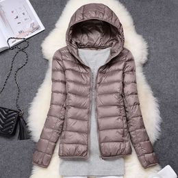 Winter Women Ultra Light 90% White Duck Coat Jacket ladies' Hooded Down Parkas Quality Brand Spring Autumn 201125