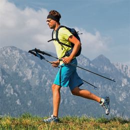 running with trekking pole