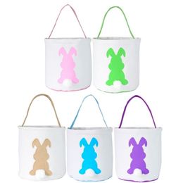 2021 5 colors egg Basket Easter Bunny Bags Rabbit Printed Canvas Tote Bag Egg Candies Baskets Gift handbag T9I001063