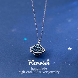 Her The Little Prince B612 Asteroid Blue Planet Entry Luxury Necklaces Pendants Crystal Necklace Fashion Women Jewellery Q0531