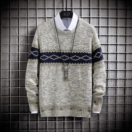 Mens O-Neck Sweaters and Pullovers Autumn Winter Casual Knitted Wool Sweater Men Fashion Warm Pattern Pullovers Streetwear 201201