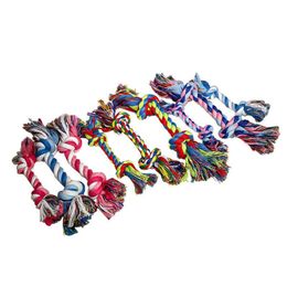 Pets dog Cotton Chews Knot Toys colorful Durable Braided Bone Rope 18CM Funny dog cat Toys LX3830