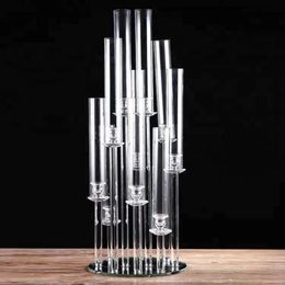 Acrylic Candlestick 10 Heads All Clear Candle Holders Wedding Candelabra Table Centerpieces Flower Stand Holder Candelabrum senyu565