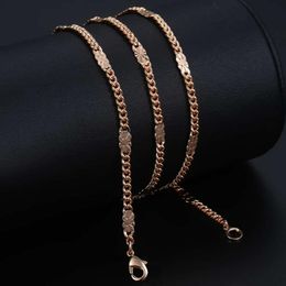 Necklace for Women Girls 3mm 585 Rose Gold Filled Curb Cuban Chain Necklace Fashion Wedding Party Jewellery 50cm 60cm