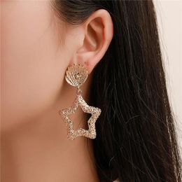 20pcs/Lot New Arrive Relief Stud Earring Hollow Out Star Shell Ear Drop Women Fashion Metal Geometric Dangle Earrings Jewellery Accessories