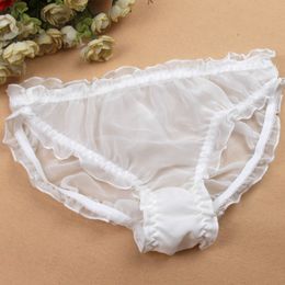 3pcslot Womens Sexy Silk Panties Lady Underwear Georgette Female Waist Transparent Briefs 201112