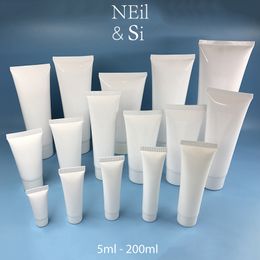 120-200ml White Plastic Squeeze Bottle Shampoo Lotion Cream Empty Soft Tube Refillable Cosmetics Facial Cleanser Bottles