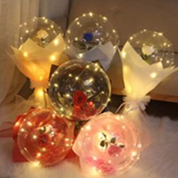 Birthday Holiday Party Led Light Balloons Stand with Rose Wedding Decoration Partys Bobo Balloon Bouquet Balls for Stands Anniversary Birthdays Gift