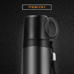 PINKAH 500ML Stainless steel Insulated thermal bottle Business Vacuum Flask Tea Cup With Lid Strainer Thermo mug LJ201221