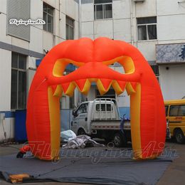 Giant Halloween Inflatable Pumpkin Archway 4m Orange Air Blown Pumpkin Head Arched Door For Building And House Entrance Decoration