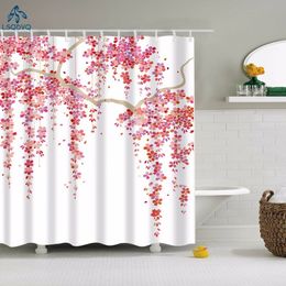 Beautiful Red Rose Peach Blossom Chrysanthemum Flower Shower Curtain Fabric Waterproof Polyester Bath Curtain With Hooks 180X180 Y200108