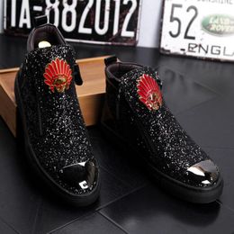 Men's Designer Boots Rivets Punk Hip Hop Loafers Male Casual Shoes Height Increasing Flats Zapatillas Hombre k8