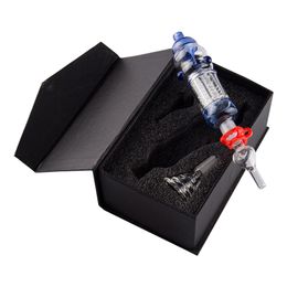 CSYC NC071 Glass Bong Smoking Pipes Gift Box Set OD 32mm Arm Tree Perc Spill-Proof Water Bubbler Pipe 14mm Glass Banger Bowl Adaptor Clip