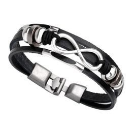 Top Quality Handmade Leather and Alloy Belt Buckle Bracelets Charm Black Fashion Design for Women Men Jewellery 2020
