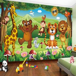 Custom 3D Photo Mural Wallpaper For Kids Room Animal Paradise Cartoon Children House Non-woven Bedroom Painting
