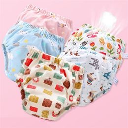 6PCS Waterproof Baby Cloth Diapers Reusable Washable Nappies Baby Diaper Pure Cotton 6 Layers Of Gauze Learning Training Pants 201117