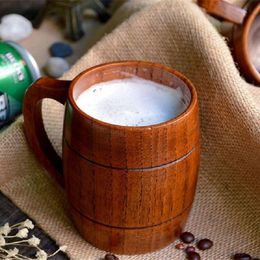 Eco-friendly 400ml Classical Wooden Beer Tea Coffee Cup Water Cup Heatproof Home Office Party Drinkware Cups LJ200821