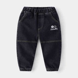 Kids Jeans Pants Spring Autumn New Baby Boys Casual Loose Denim Pants Korean Embroidery Solid Jeans for Boys Children's Trousers G1220