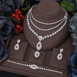 Earrings & Necklace Missvikki Luxury African Angel Tear 4PCS Jewellery Set For Women Wedding Party Naija Bride Dubai Bridal Dress