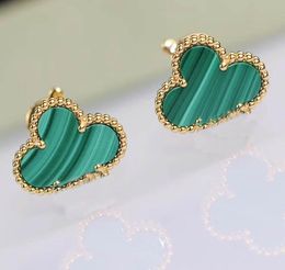 Luxury quality Charm flower clip earring with nature stone stud earring box stamp OR PS3403