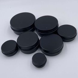 10/30/50/60g Empty Mini Matte Black Aluminum Cream Jar Pot Nail Art Makeup Lip Gloss Cosmetic Metal Tins Containers 100pcs