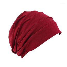 skull wraps Canada - Beanie Skull Caps 2021 Elastic Cotton Turban Hat Solid Color Women Warm Winter Headscarf Bonnet Inner Cap Muslim Wrap Head1