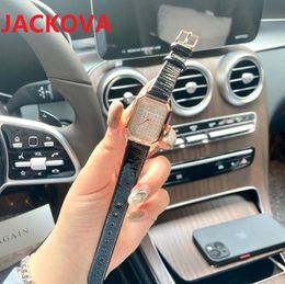 Top Rectangle Dial Shape Women Watches Genuine Leather Sapphire Mirror Waterproof Business Quartz Wristwatches Montre De Luxe Gifts