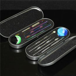 Wax dabber hand tools set 5 style silver rainbow Colour 80mm to 120mm dab jar tool dry herb vaporizer for mat container