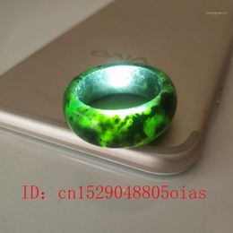 Natural Black Green Hetian Jade Ring Chinese Jadeite Amulet Obsidian Charm Jewellery Hand Carved Crafts Gifts for Women Men1