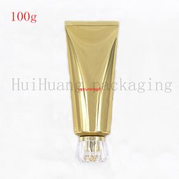 30pcs/lot 100g gold screw lid empty Mini Gold PET Soft Cosmetic Tube 100cc Plastic Containergood package