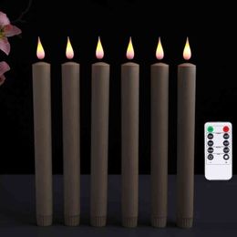 6/8/10 Pieces Purple Yellow Remote Control Flameless LED Candle Light,Battery Operated 10 inch Long Taper Candlesticks For Event H1222