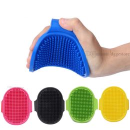 Soft Rubber Dog Grooming Brush Soothing Comb Glove Hair Fur Massage Brushs For Dog Cats Adjustable Ring Handle 12.3*9.7cm 5 pcs lot D09